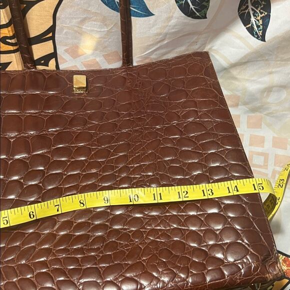 Furla Brown Embossed Leather Handbag - Picture 12 of 16